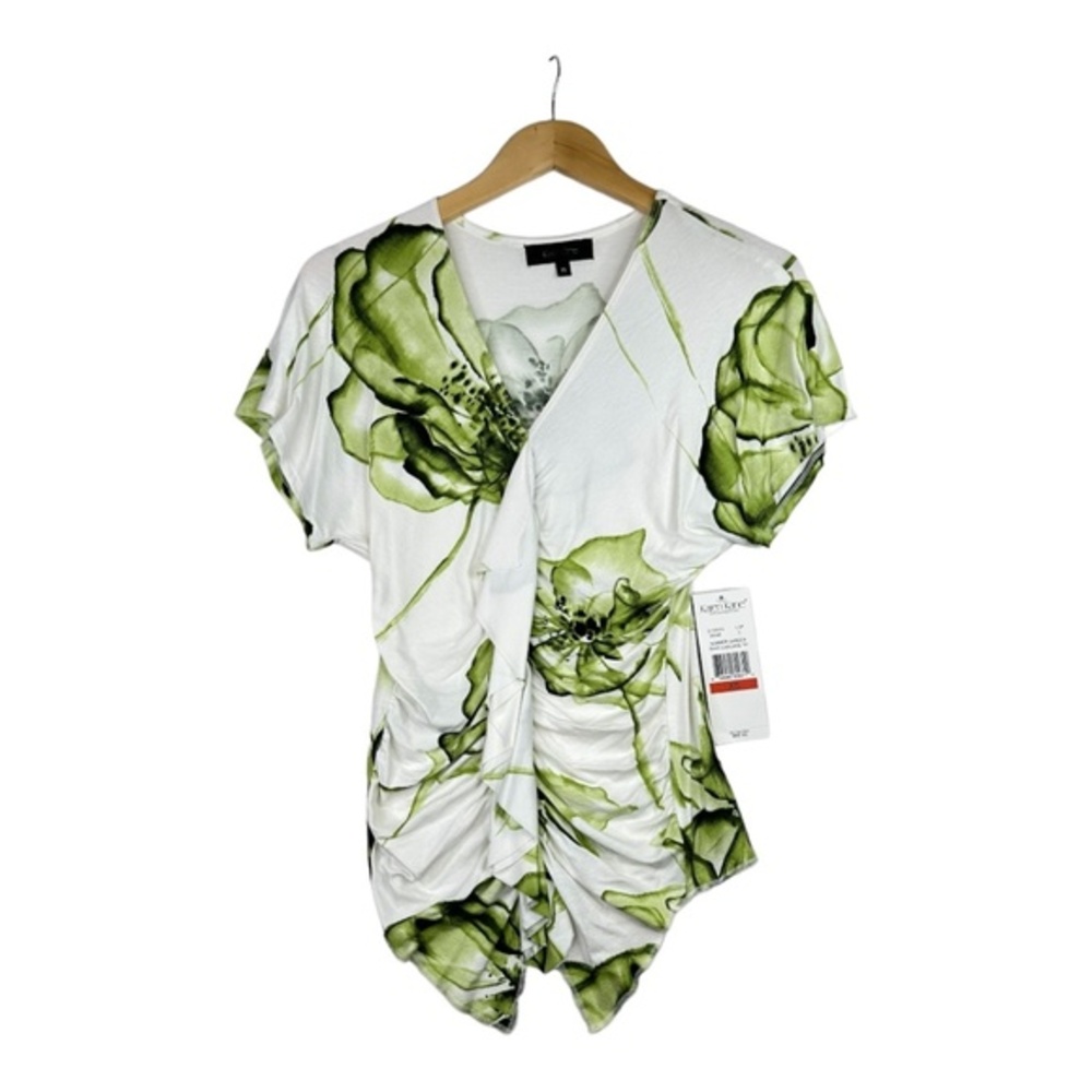 Karen Kane Summer Garden Green Shirt Cascade Size XS